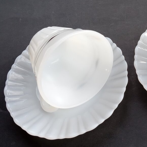VTG MCM Opal Milk Glass 2 Cups w/Saucers Termocrisa Rare Fire King Pyrex - Picture 12 of 16